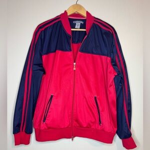 Oleg Cassini Sport Track Jacket Red Navy Zip Up 1X